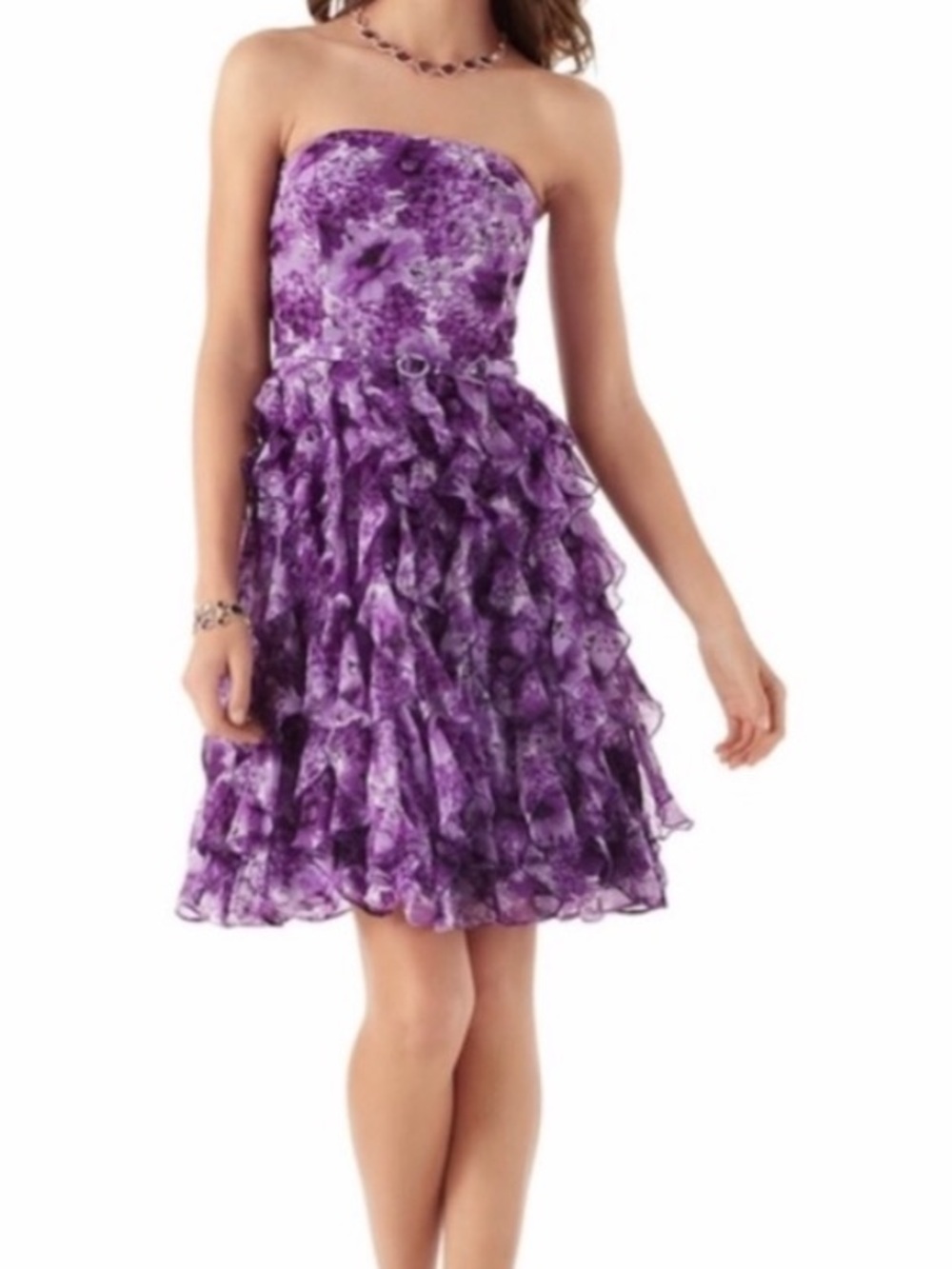White House Black Market Purple Floral Print Dress
